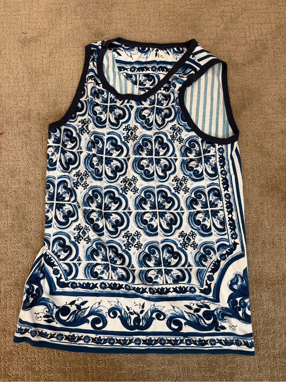 Dolce and Gabbana Tile Print Sleeveless Tank Top